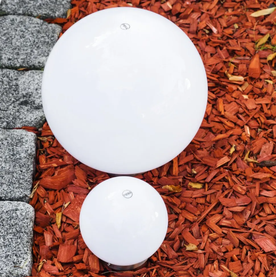 Set De Boules Lumineuses Solaires Led Acier Inoxydable, 2 Lumieres