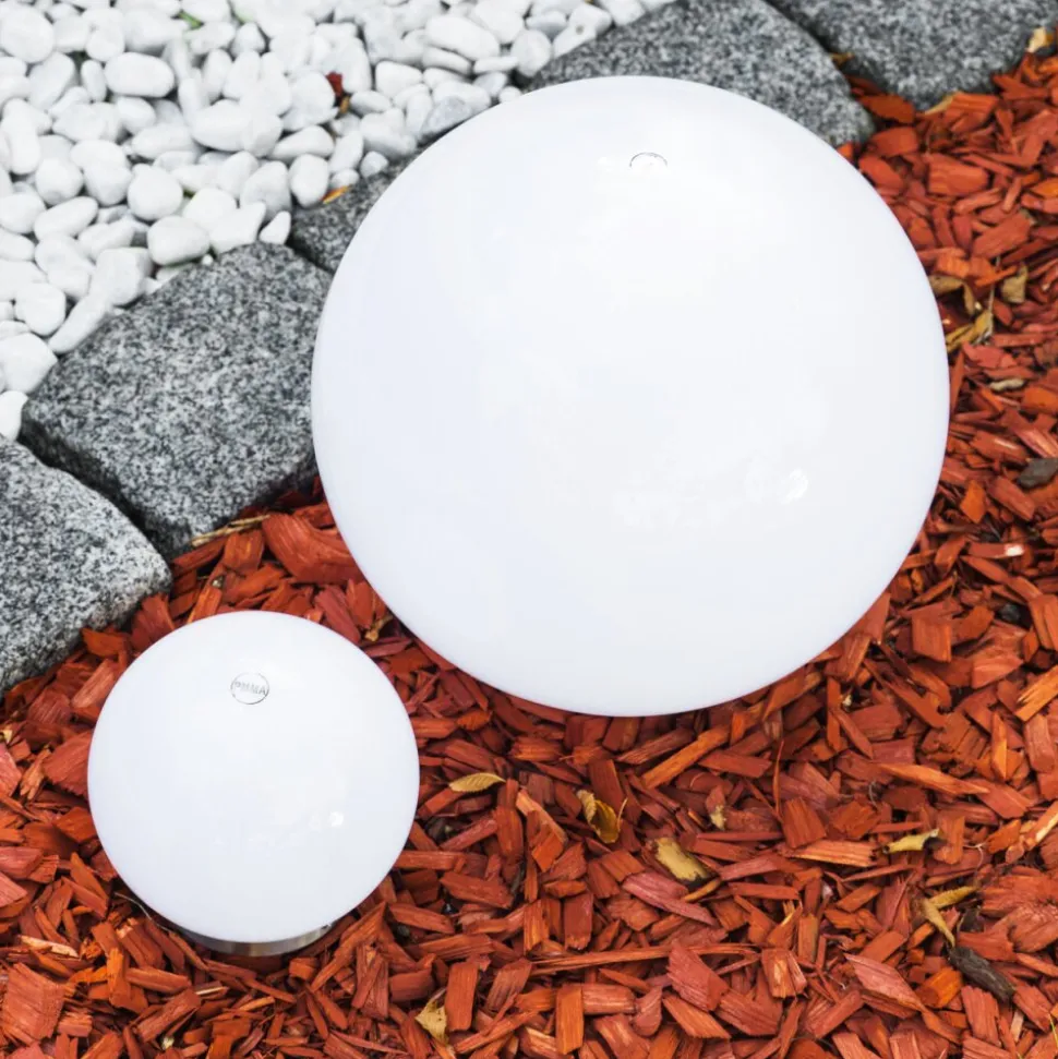 Set De Boules Lumineuses Solaires Led Acier Inoxydable, 2 Lumieres