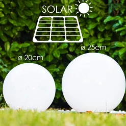 Set De Boules Lumineuses Solaires Led Acier Inoxydable, 2 Lumieres