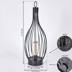 Set De Lampe De Table Solairequillagua Led Noir, 1 Lumiere