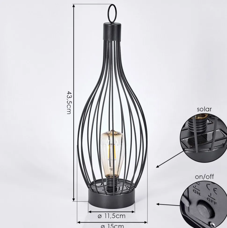 Set De Lampe De Table Solairequillagua Led Noir, 1 Lumiere