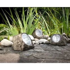 Set De Lampes Rocaille Globo Solar Led Gris, 3 Lumieres