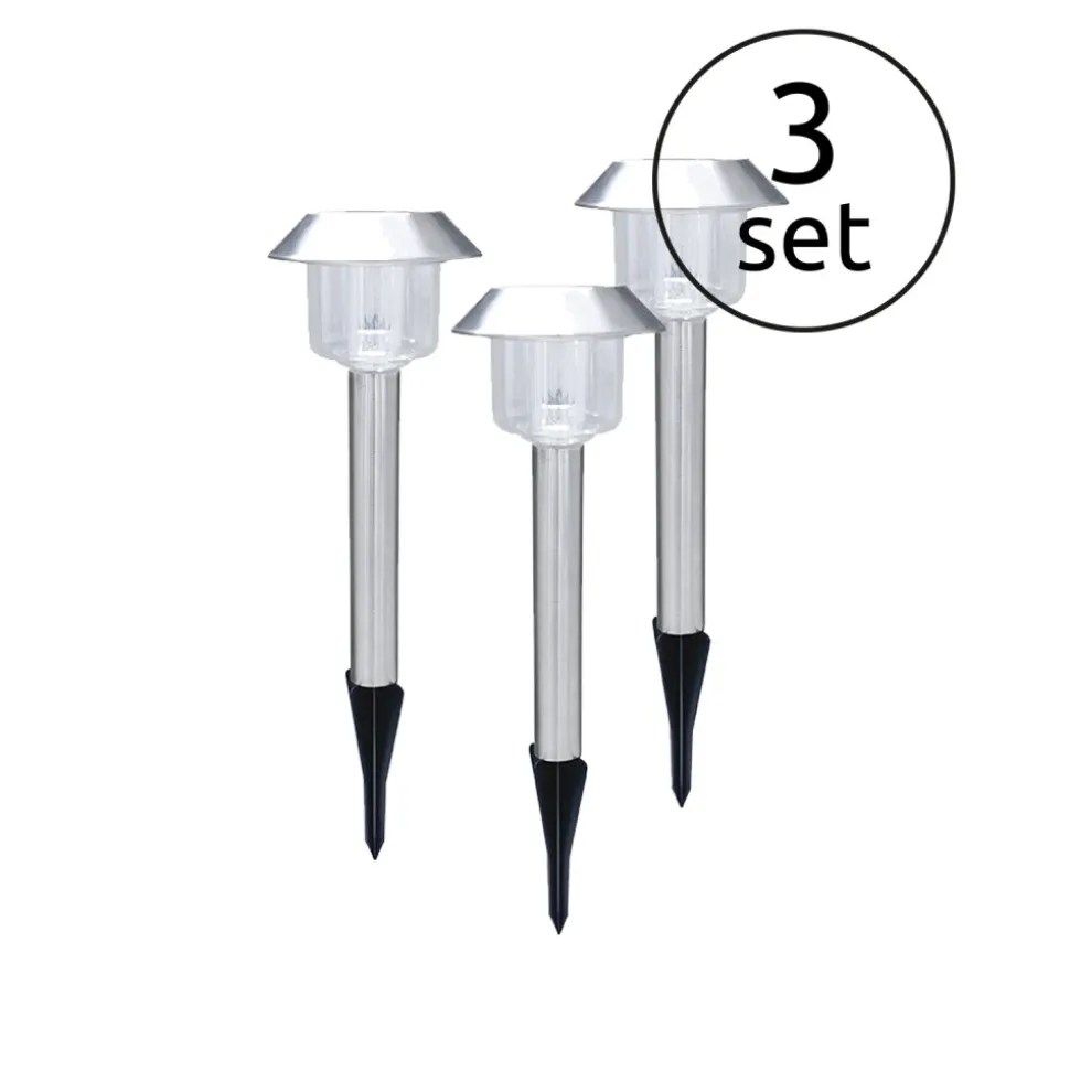 Set De Lampes Solaires Globo Solar Led Acier Inoxydable, 1 Lumiere