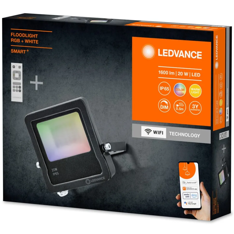 Spot De Jardin Ledvance Smart+ Anthracite, 1 Lumiere, Telecommandes, Changeur De Couleurs