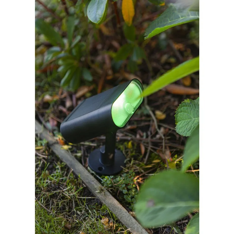 Spot De Jardin Lutec Ginbo Led Noir, 1 Lumiere, Detecteur De Mouvement, Changeur De Couleurs