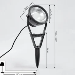 Spot De Jardin Phniet Led Noir, 1 Lumiere, Telecommandes, Changeur De Couleurs