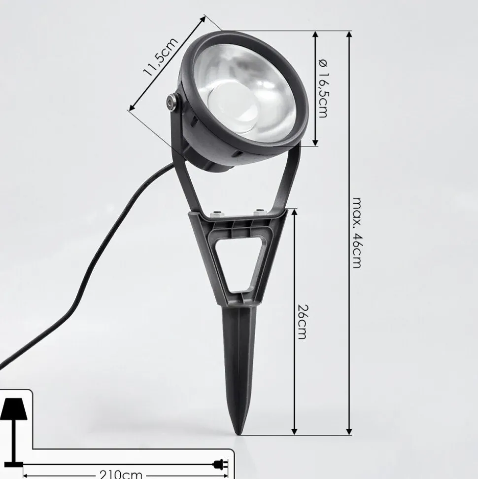 Spot De Jardin Phniet Led Noir, 1 Lumiere, Telecommandes, Changeur De Couleurs