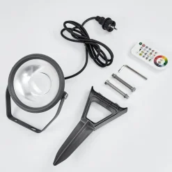 Spot De Jardin Phniet Led Noir, 1 Lumiere, Telecommandes, Changeur De Couleurs