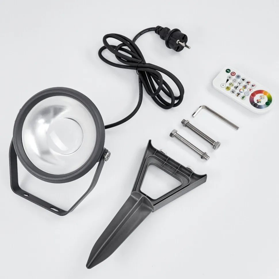 Spot De Jardin Phniet Led Noir, 1 Lumiere, Telecommandes, Changeur De Couleurs