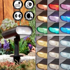 Spot De Jardinusmagama Solar Led Noir, 1 Lumiere, Detecteur De Mouvement, Changeur De Couleurs