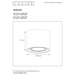 Spot De Plafond Lucide Fedler Noir, 1 Lumiere