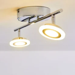 Spot De Plafond Lucy Led Chrome, 2 Lumieres, Telecommandes, Changeur De Couleurs