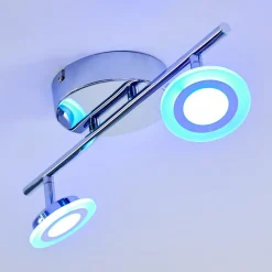 Spot De Plafond Lucy Led Chrome, 2 Lumieres, Telecommandes, Changeur De Couleurs