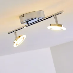 Spot De Plafond Lucy Led Chrome, 2 Lumieres, Telecommandes, Changeur De Couleurs