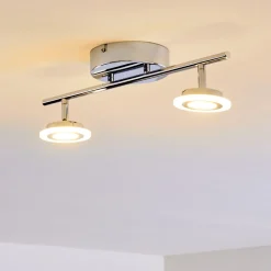 Spot De Plafond Lucy Led Chrome, 2 Lumieres, Telecommandes, Changeur De Couleurs