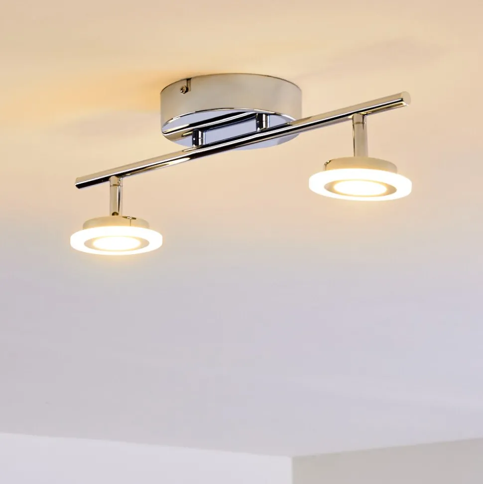 Spot De Plafond Lucy Led Chrome, 2 Lumieres, Telecommandes, Changeur De Couleurs