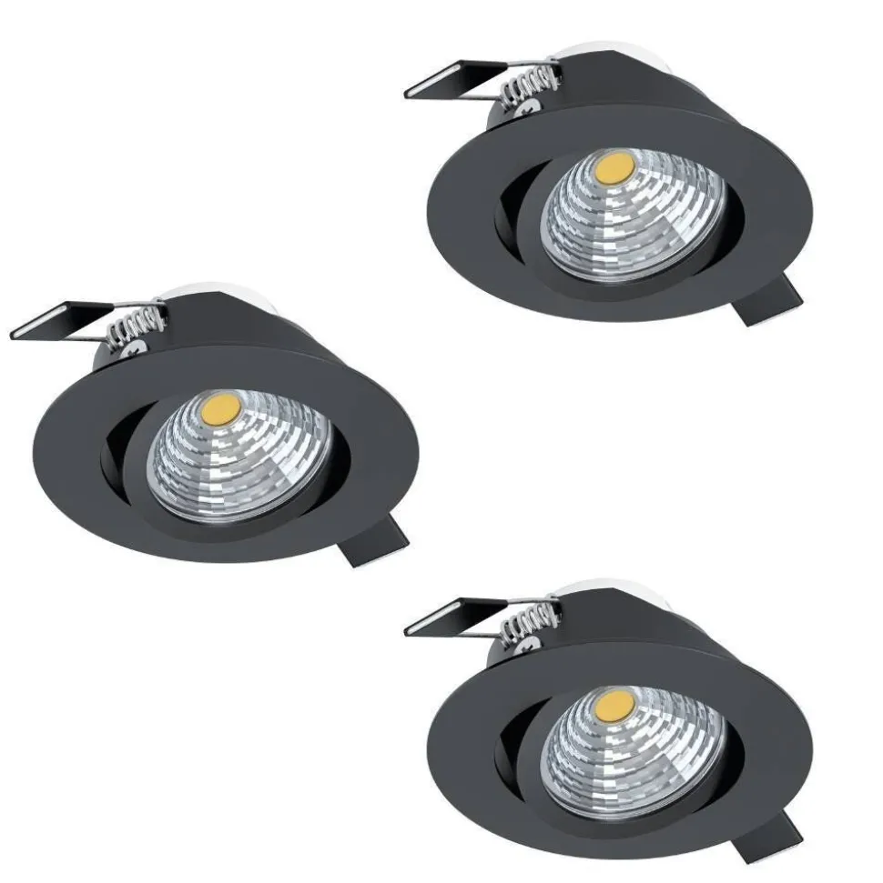 Spot Encastrable Eglo Saliceto Led Noir, 3 Lumieres