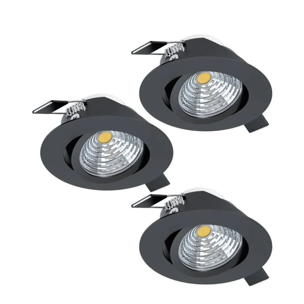 Spot Encastrable Eglo Saliceto Led Noir, 3 Lumieres