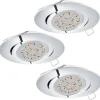 Spot Encastrable Eglo Tedo Led Chrome, 3 Lumieres