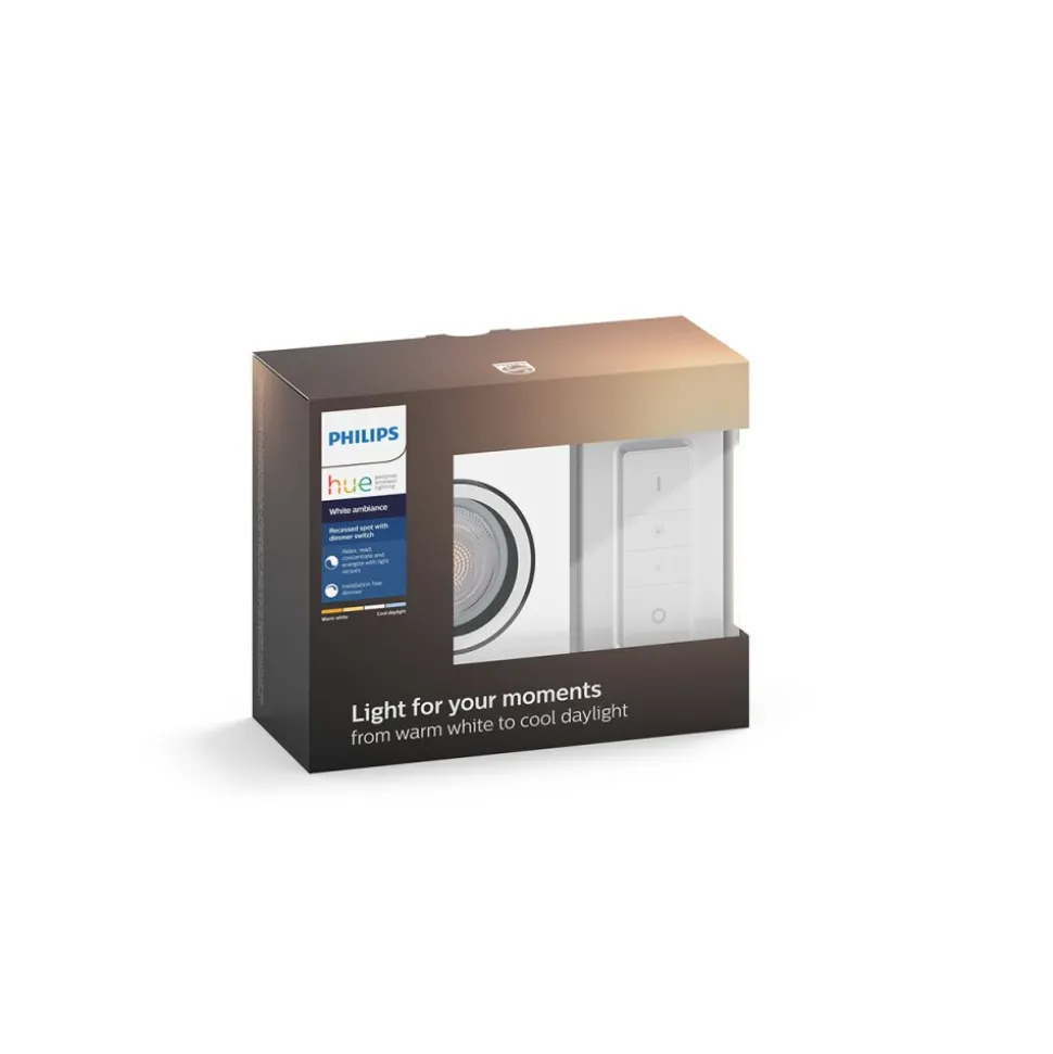 Spot Encastrable, Kit D'Extension Philips Hue Ambiance White Milliskin Blanc, 1 Lumiere, Telecommandes