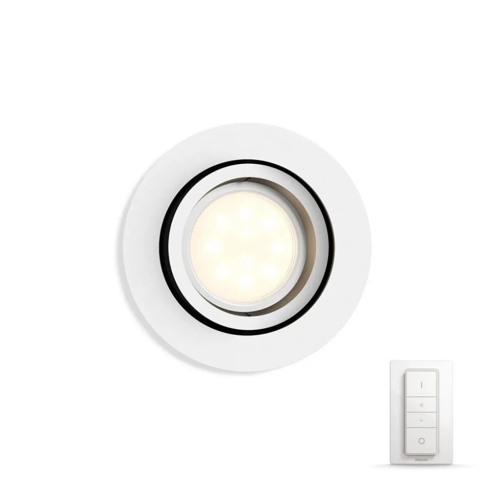 Spot Encastrable, Kit D'Extension Philips Hue Ambiance White Milliskin Blanc, 1 Lumiere, Telecommandes