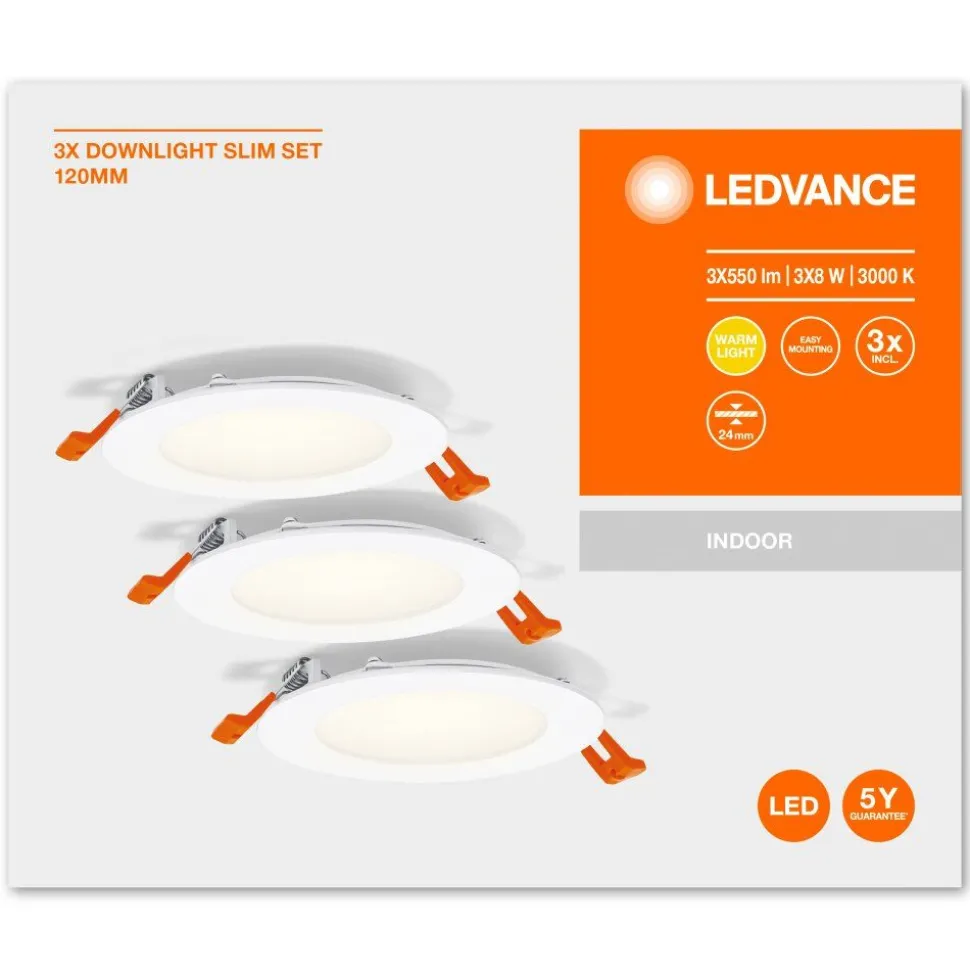 Spot Encastrable Ledvance Downlight Slim Blanc, 3 Lumieres