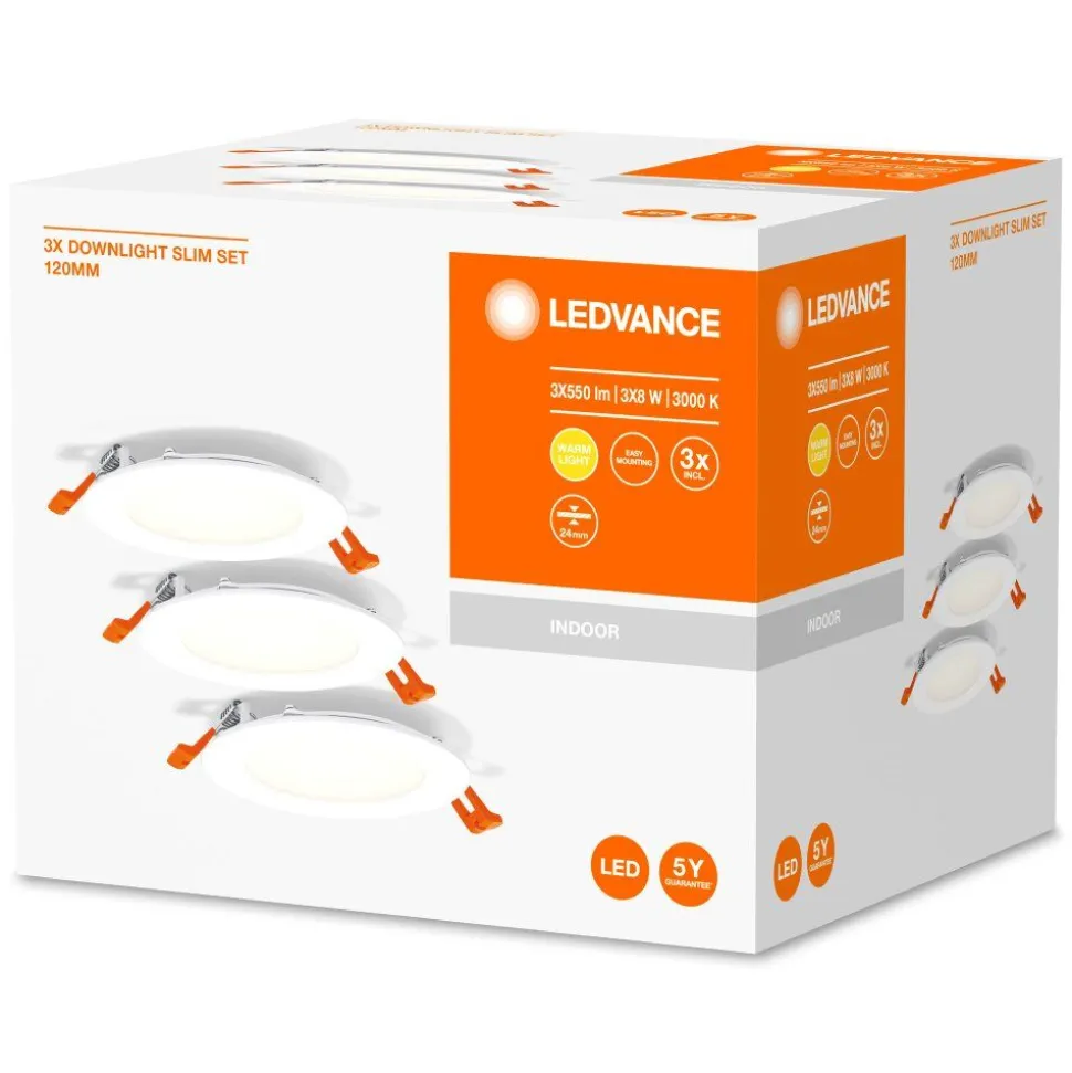 Spot Encastrable Ledvance Downlight Slim Blanc, 3 Lumieres