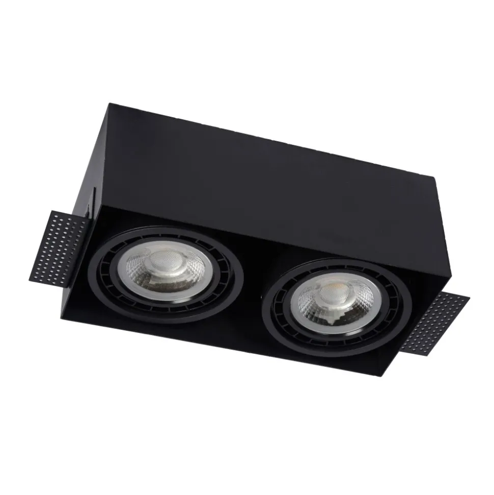 Spot Encastrable Lucide Trimless Noir, 2 Lumieres