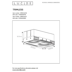 Spot Encastrable Lucide Trimless Noir, 2 Lumieres