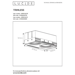 Spot Encastrable Lucide Trimless Blanc, 2 Lumieres