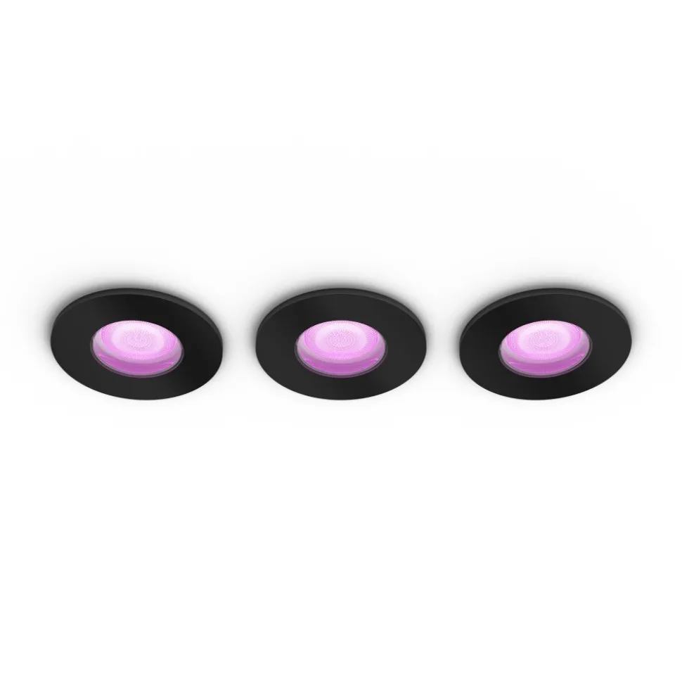 Spot Encastrable Philips Hue Xamento Led Noir, 3 Lumieres, Changeur De Couleurs