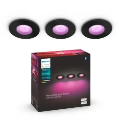Spot Encastrable Philips Hue Xamento Led Noir, 3 Lumieres, Changeur De Couleurs