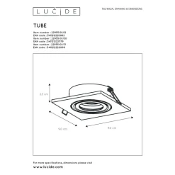Spot Lucide Tube Nickel Mat, 1 Lumiere
