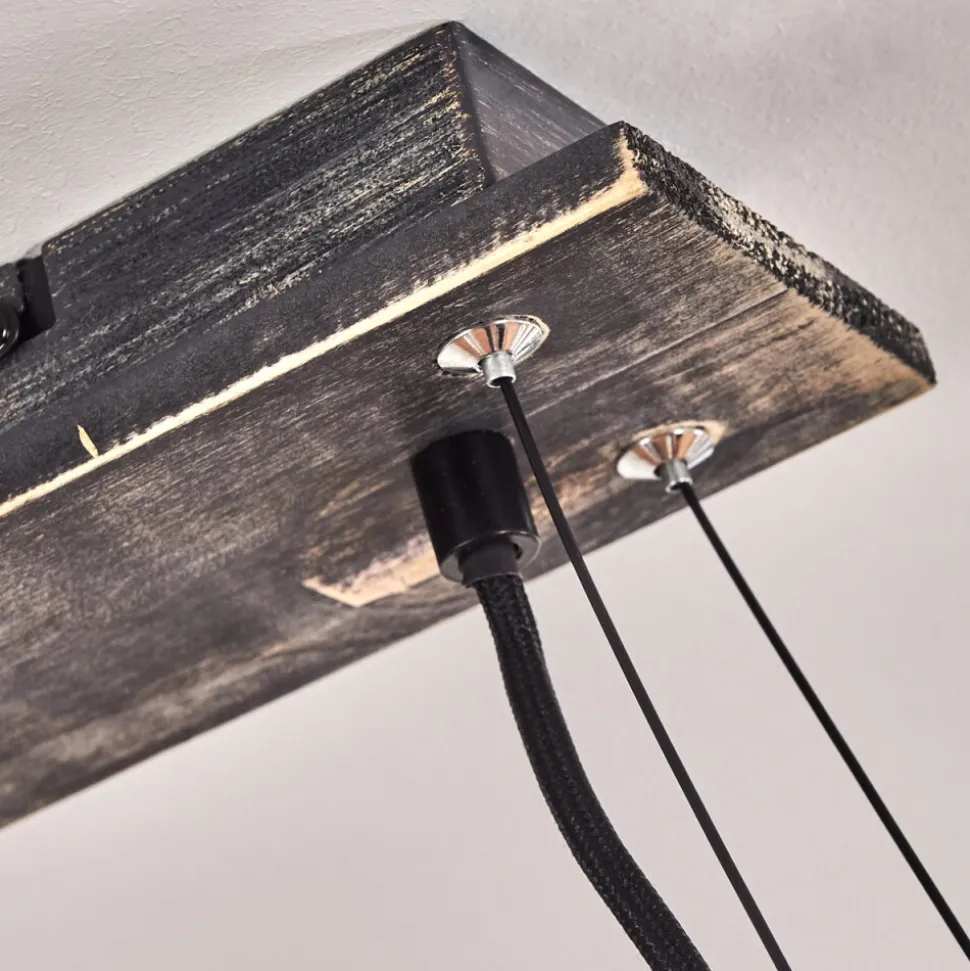 Suspension Aarhus Bois Fonce, Noir, 4 Lumieres