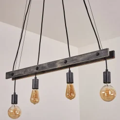 Suspension Aarhus Bois Fonce, Noir, 4 Lumieres