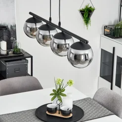 Suspension Agropoli Noir, 4 Lumieres