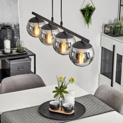 Suspension Agropoli Noir, 4 Lumieres