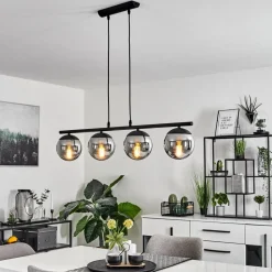 Suspension Agropoli Noir, 4 Lumieres