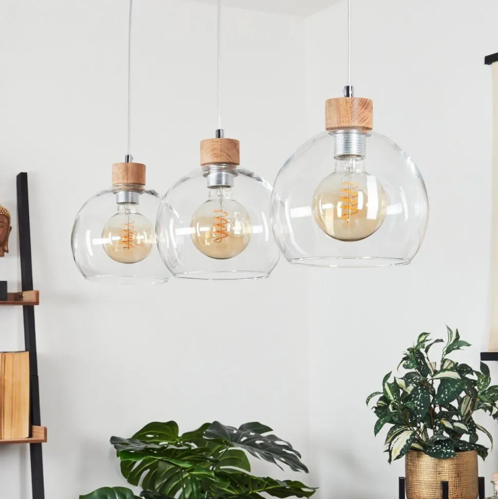 Suspension Andeer Chrome, Ecru, 3 Lumieres