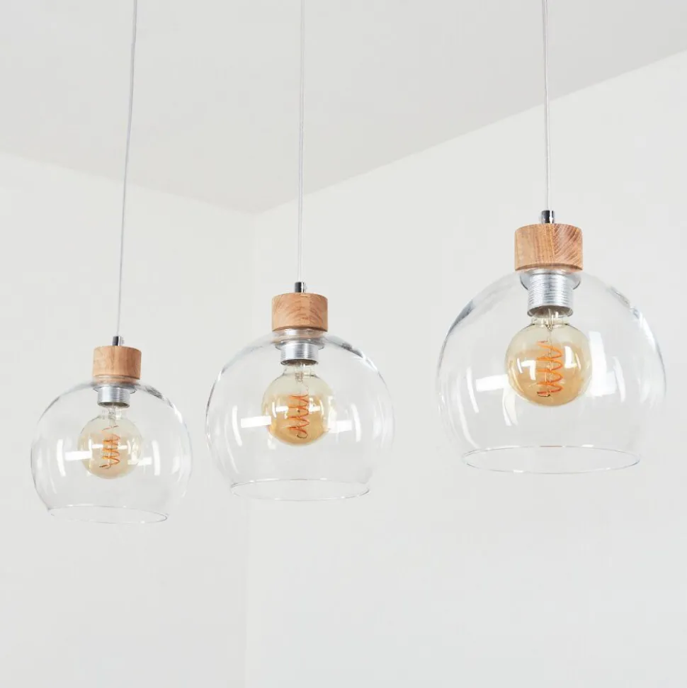 Suspension Andeer Chrome, Ecru, 3 Lumieres