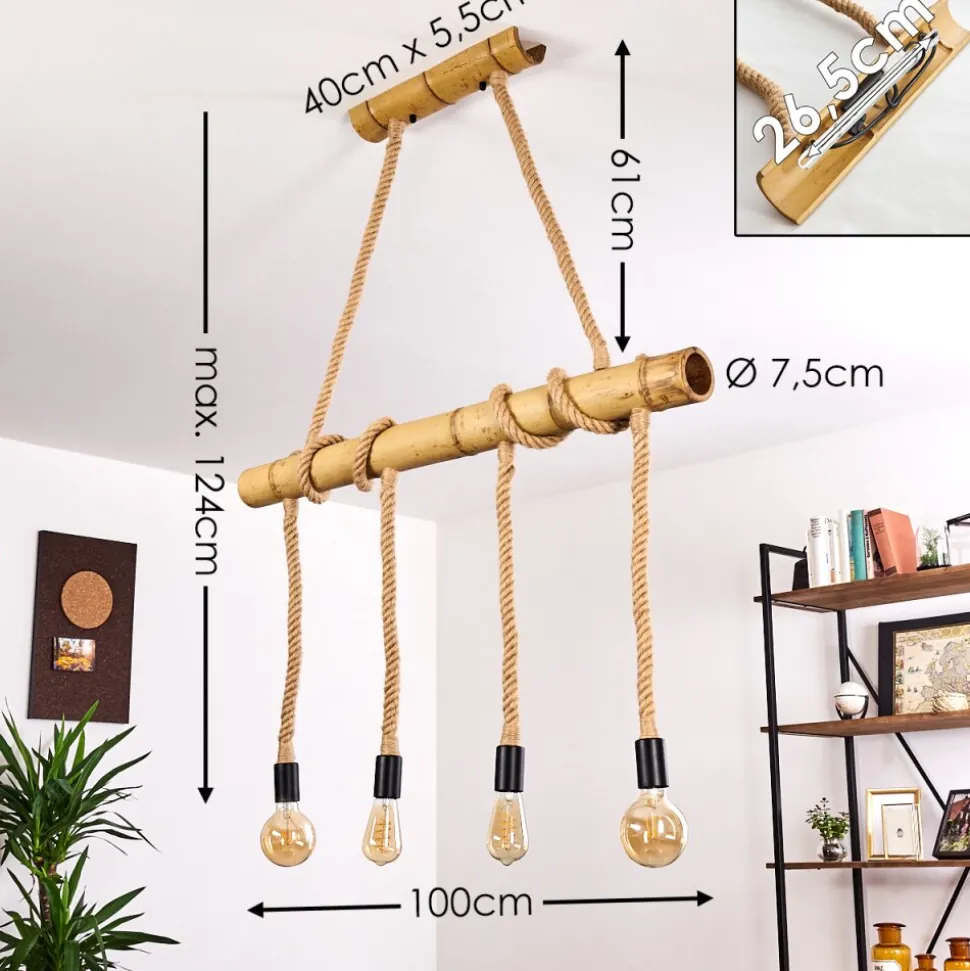 Suspension Asmara Brun, 4 Lumieres