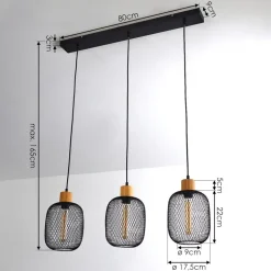 Suspension Ateponta Noir, 3 Lumieres