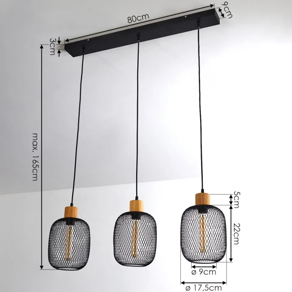 Suspension Ateponta Noir, 3 Lumieres