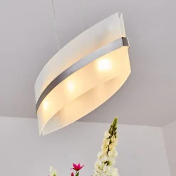 Suspension Avellino Acier Inoxydable, Blanc, 3 Lumieres