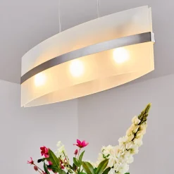 Suspension Avellino Acier Inoxydable, Blanc, 3 Lumieres