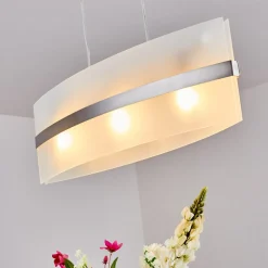 Suspension Avellino Acier Inoxydable, Blanc, 3 Lumieres