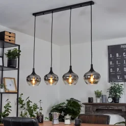 Suspension Azurara Noir, 4 Lumieres