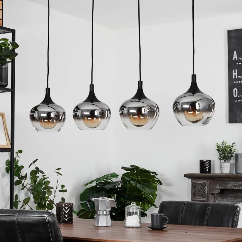Suspension Azurara Noir, 4 Lumieres