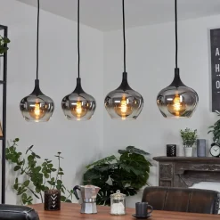 Suspension Azurara Noir, 4 Lumieres