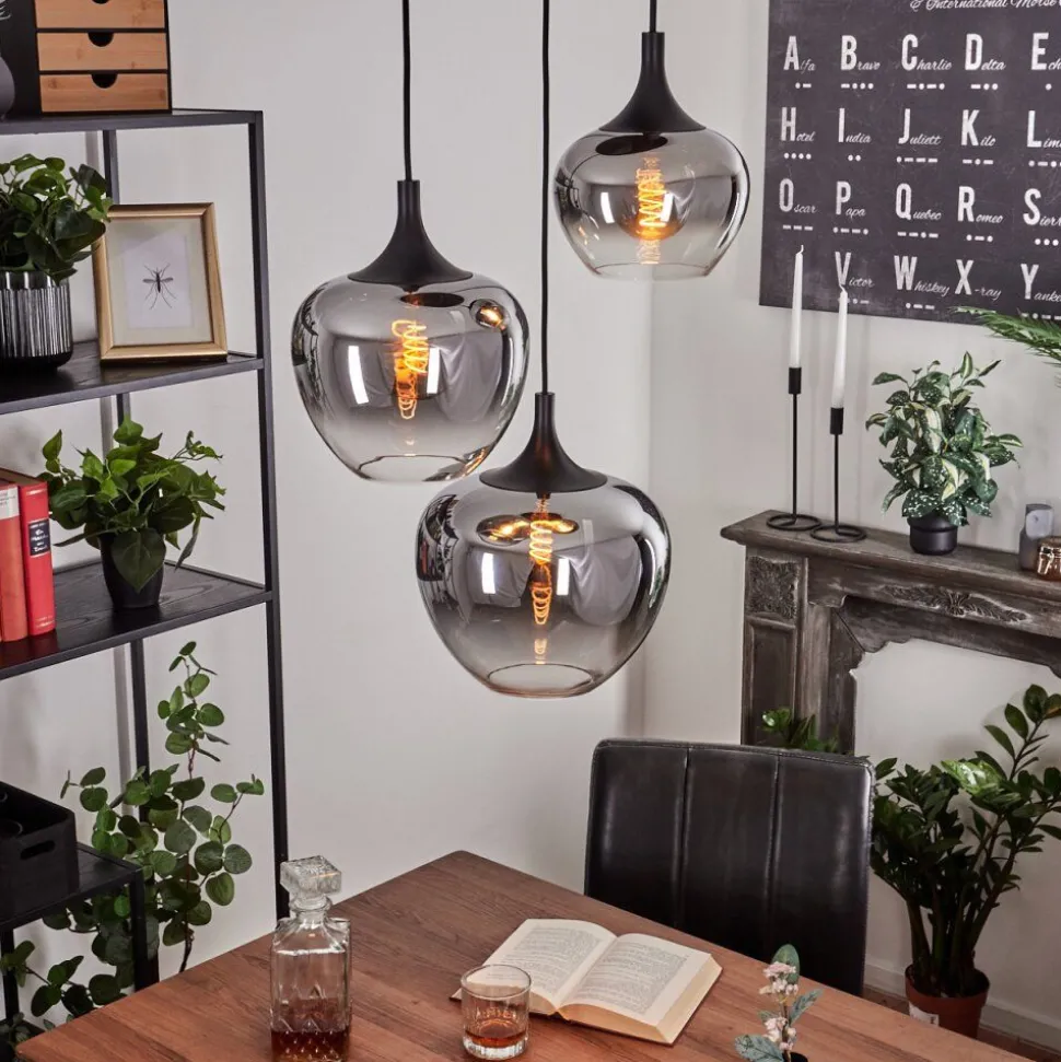 Suspension Azurara Noir, 3 Lumieres